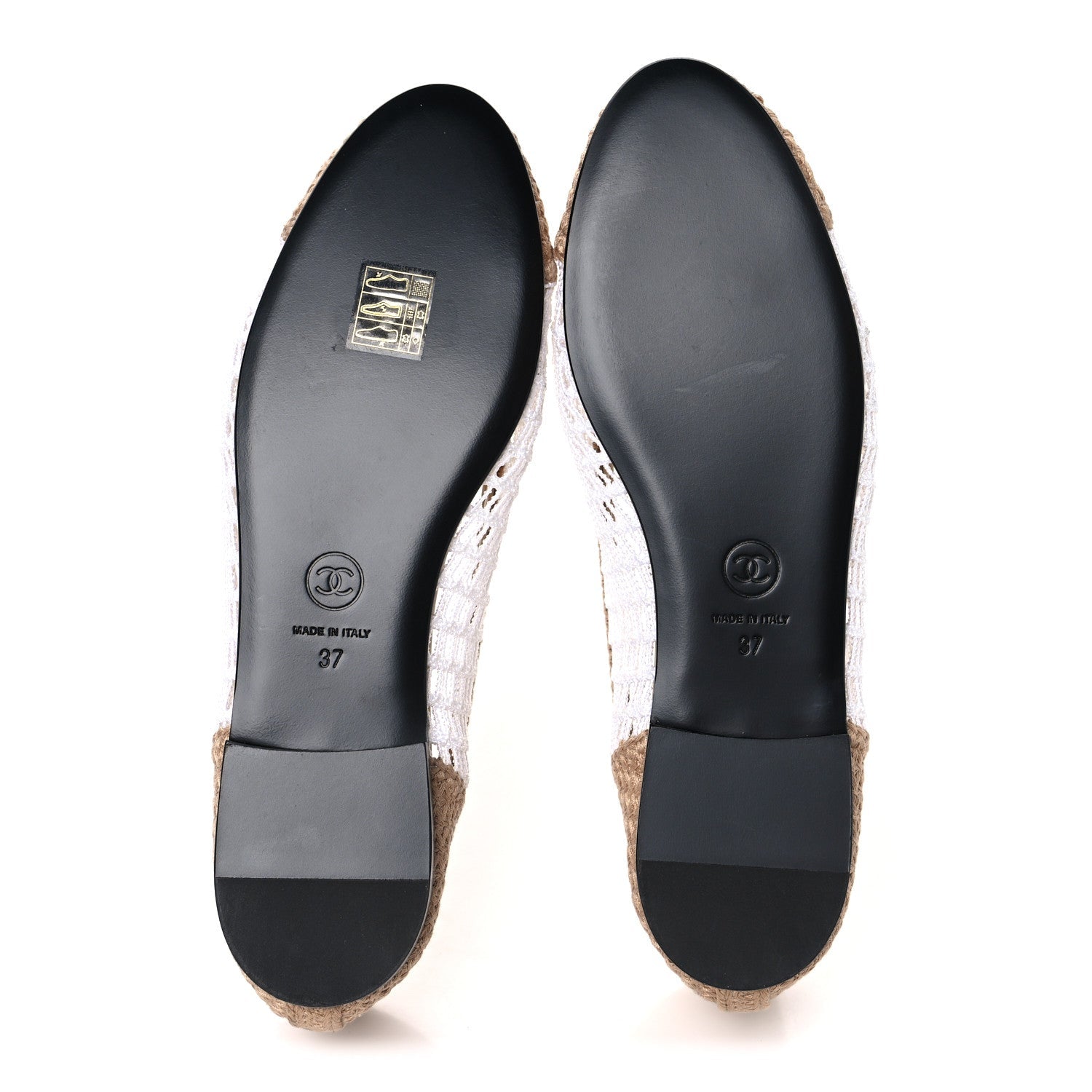 Raffia Cap Toe Ballerina Flats 37 White Beige