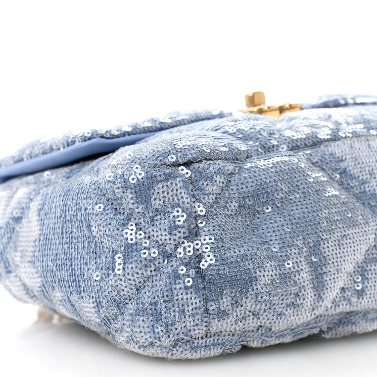 Sequin Quilted Medium Chanel 19 Flap Light Blue