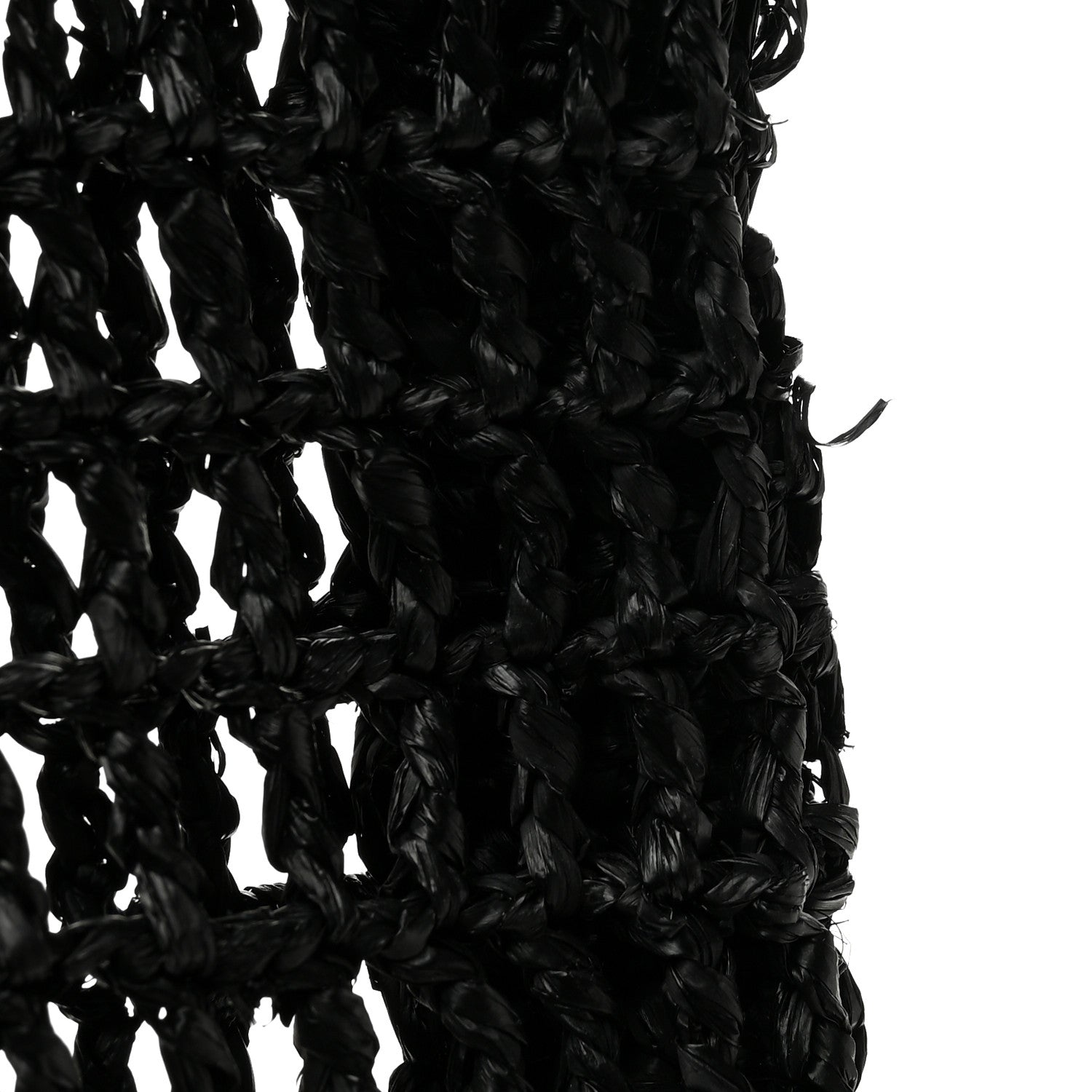 Raffia Calfskin Oxalis Shoulder Bag Black