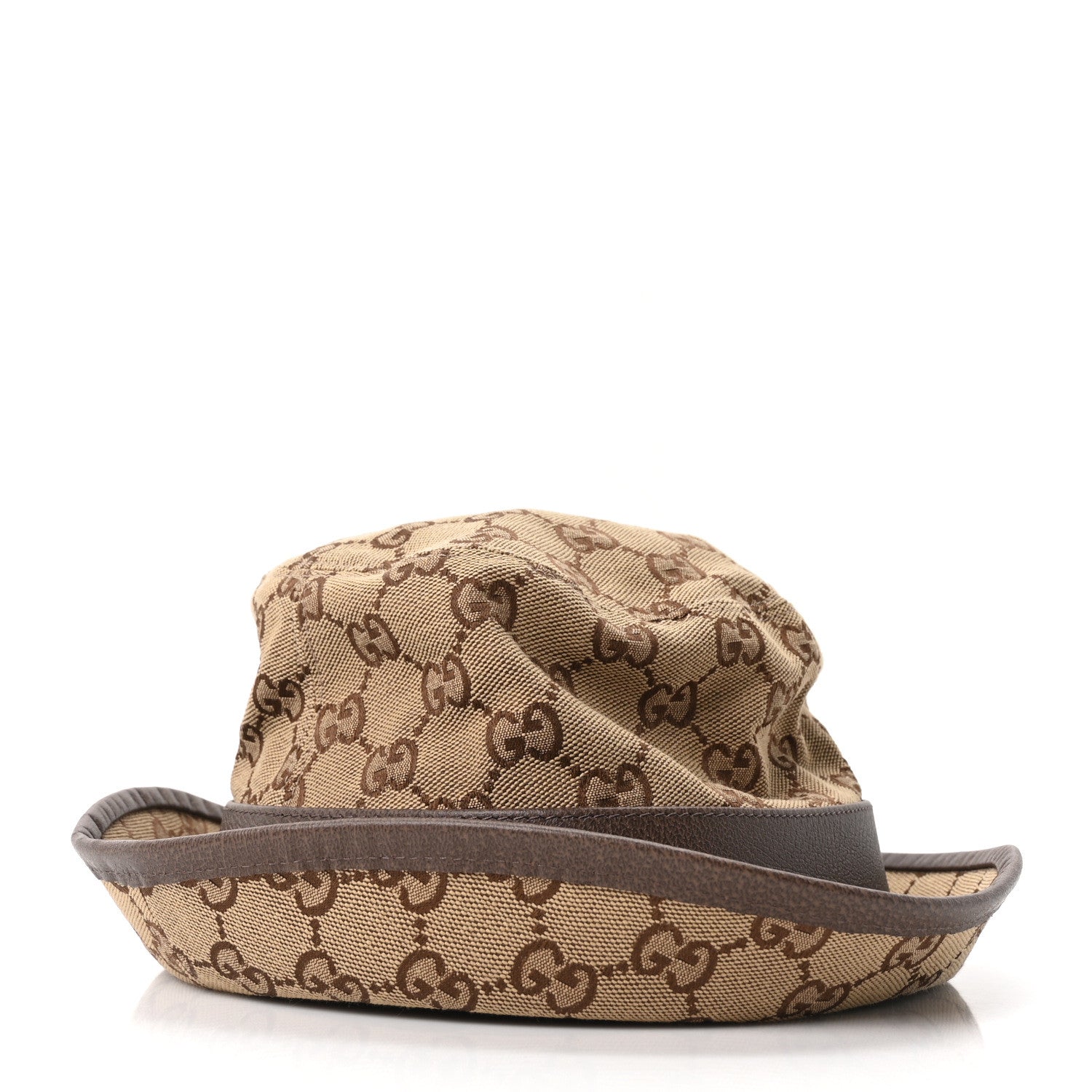 Monogram Textured Dollar Calfskin GG Jago Bucket Hat M Cacao Beige