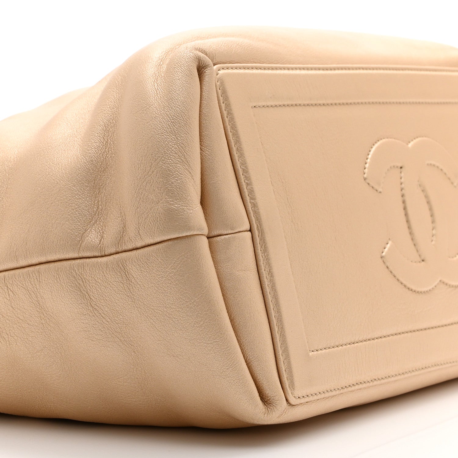 Metallic Lambskin Medium Coco Cocoon Reversible Tote Light Gold