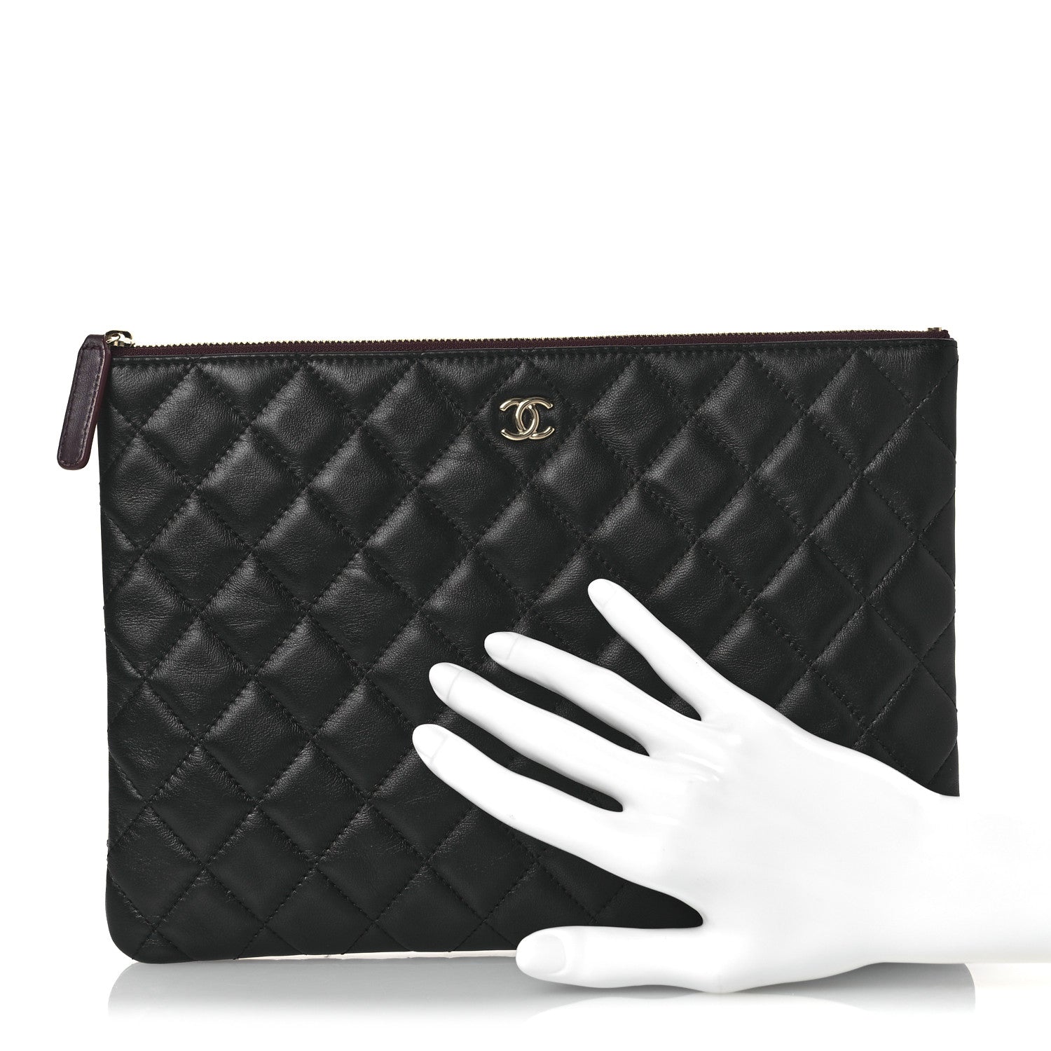 Lambskin Quilted Medium Cosmetic Case Black