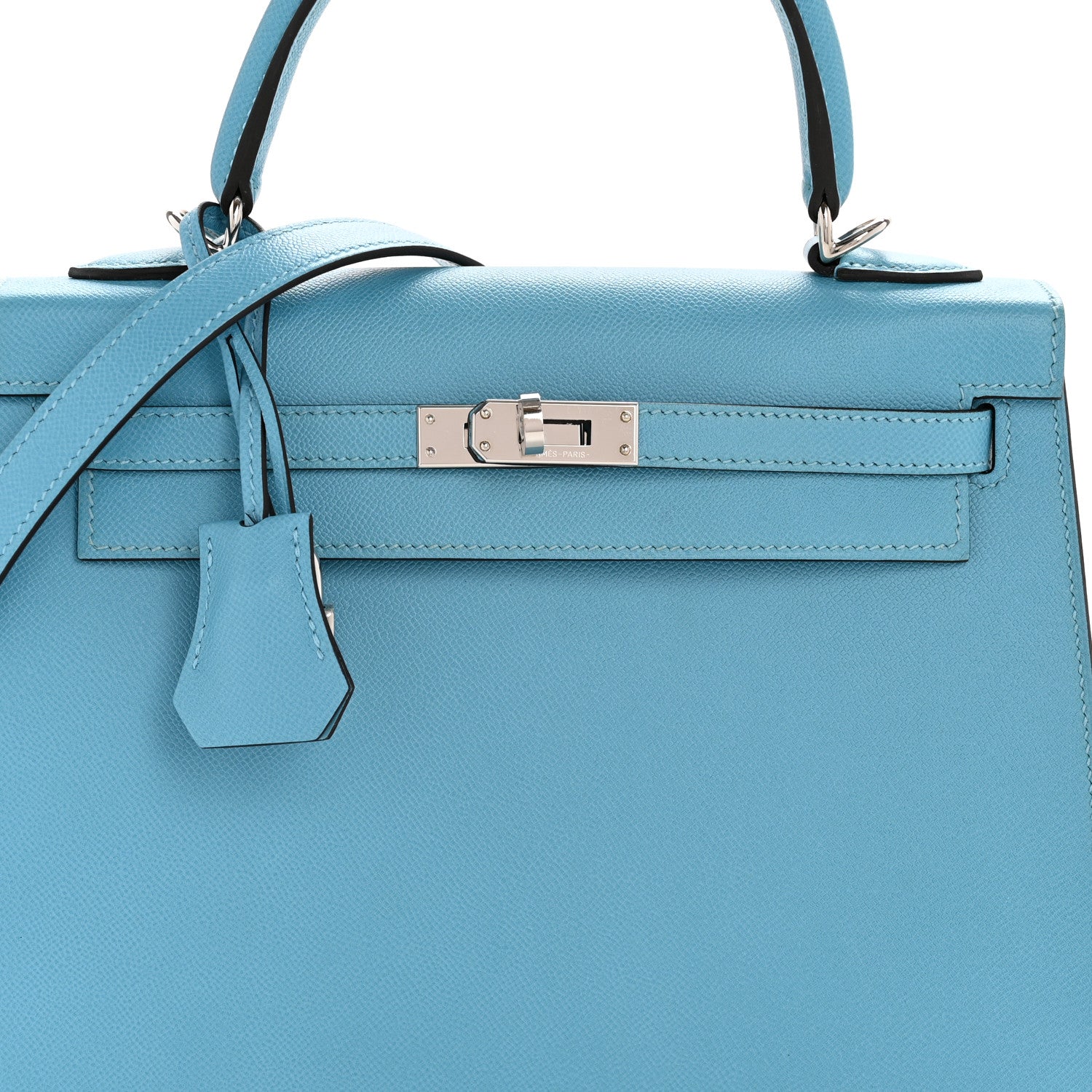 Madame Calfskin Kelly Sellier 25 Bleu du Nord