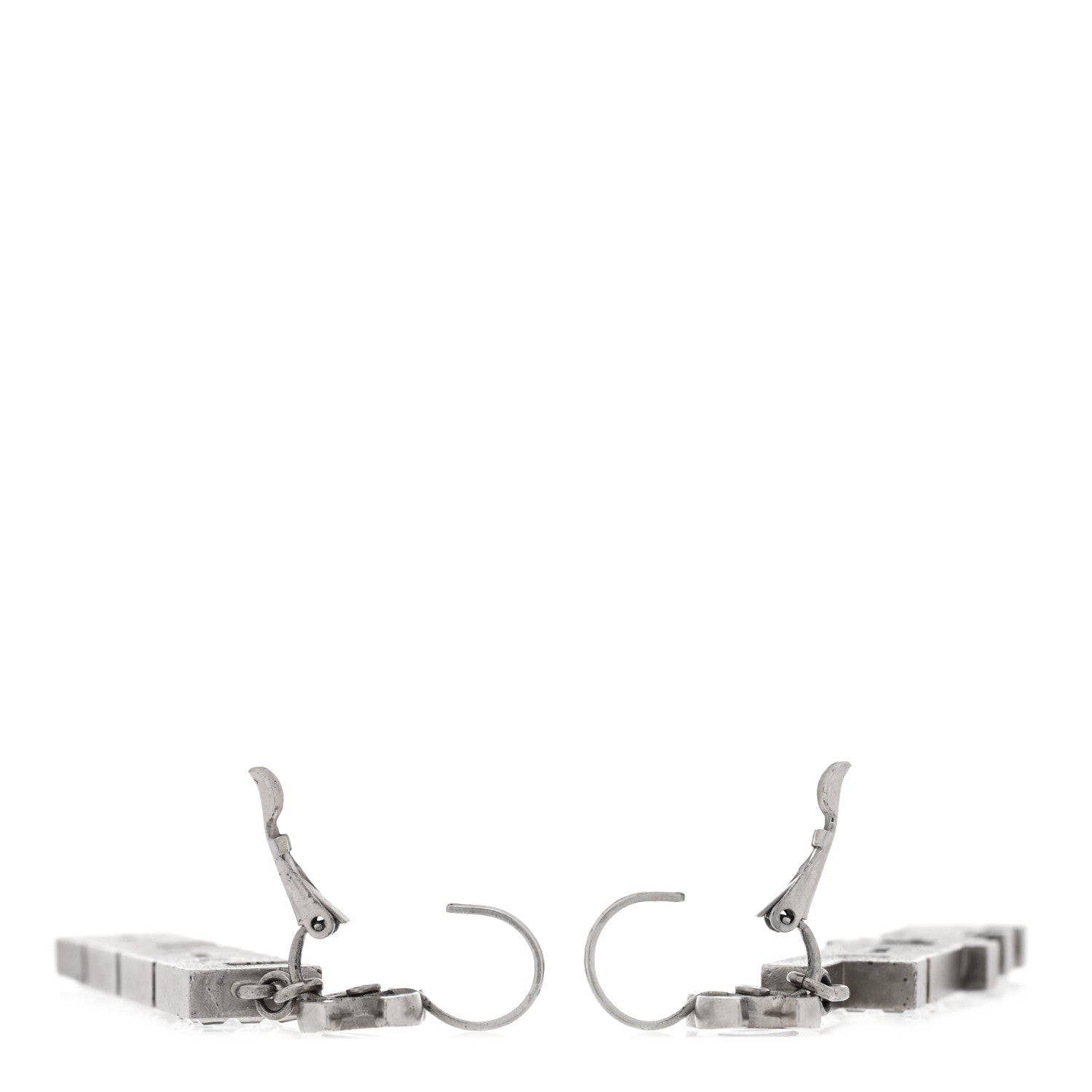 Metal CC Love Coco Drop Earrings Silver