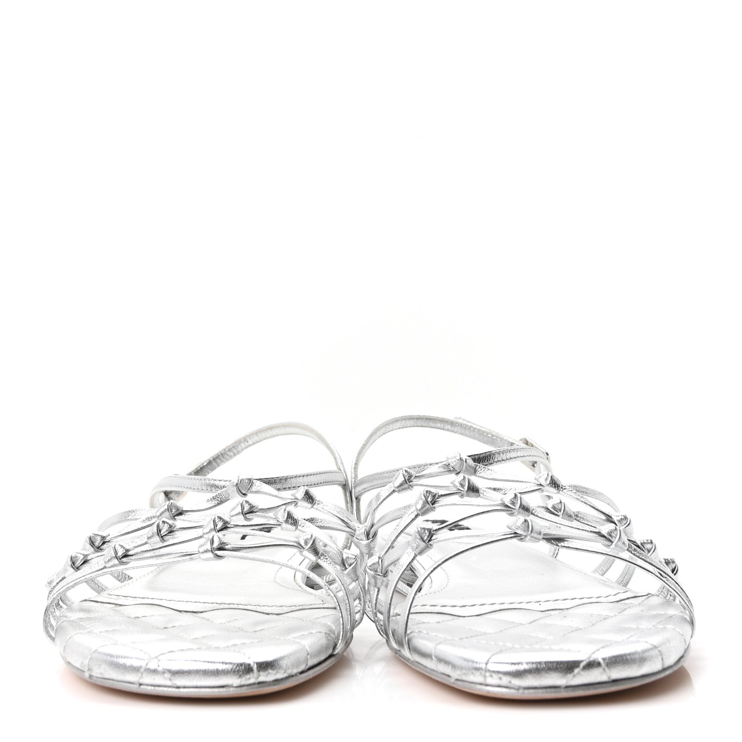 Laminated Lambskin CC Sandals 36.5 Silver