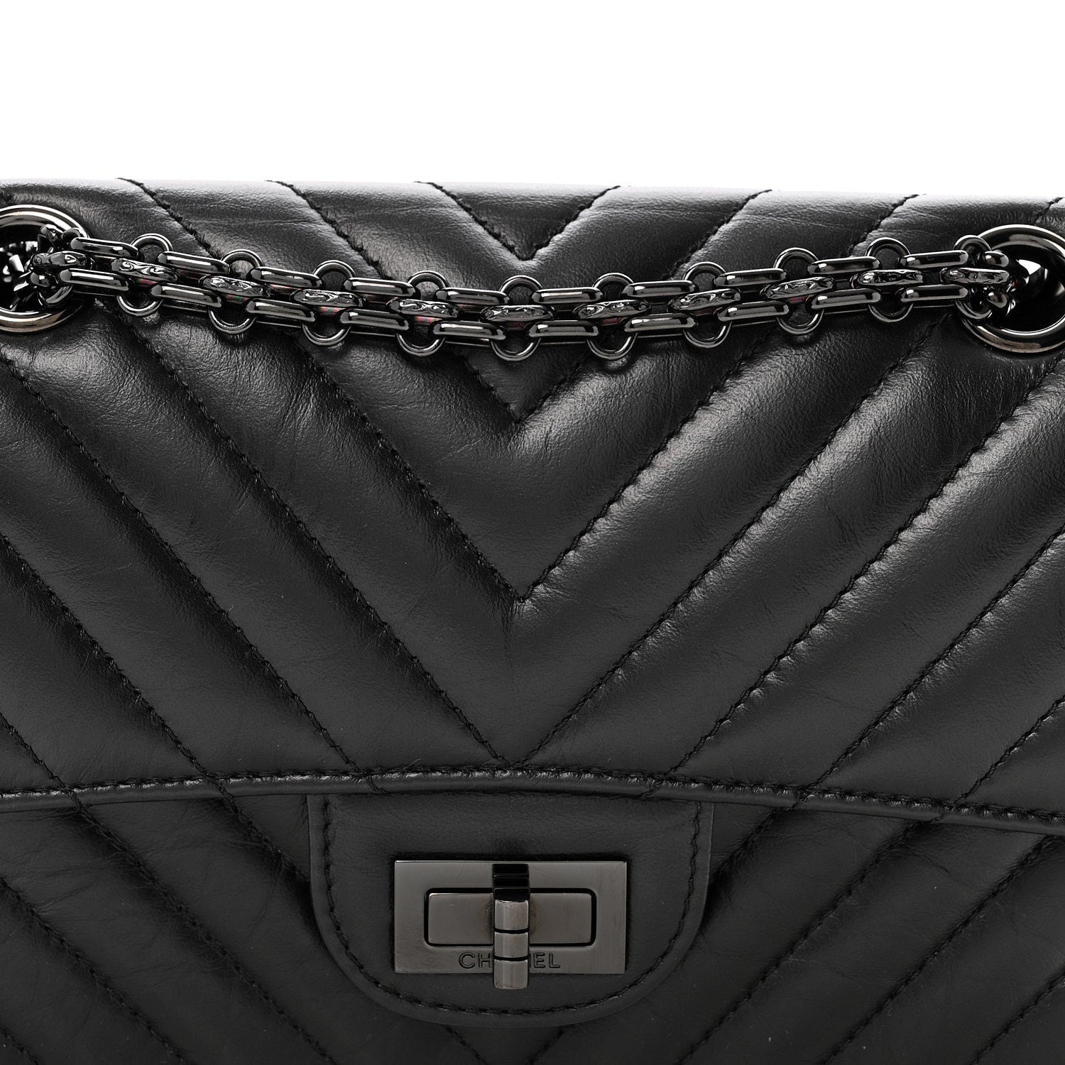 Aged Calfskin Quilted 2.55 Reissue Mini Flap So Black