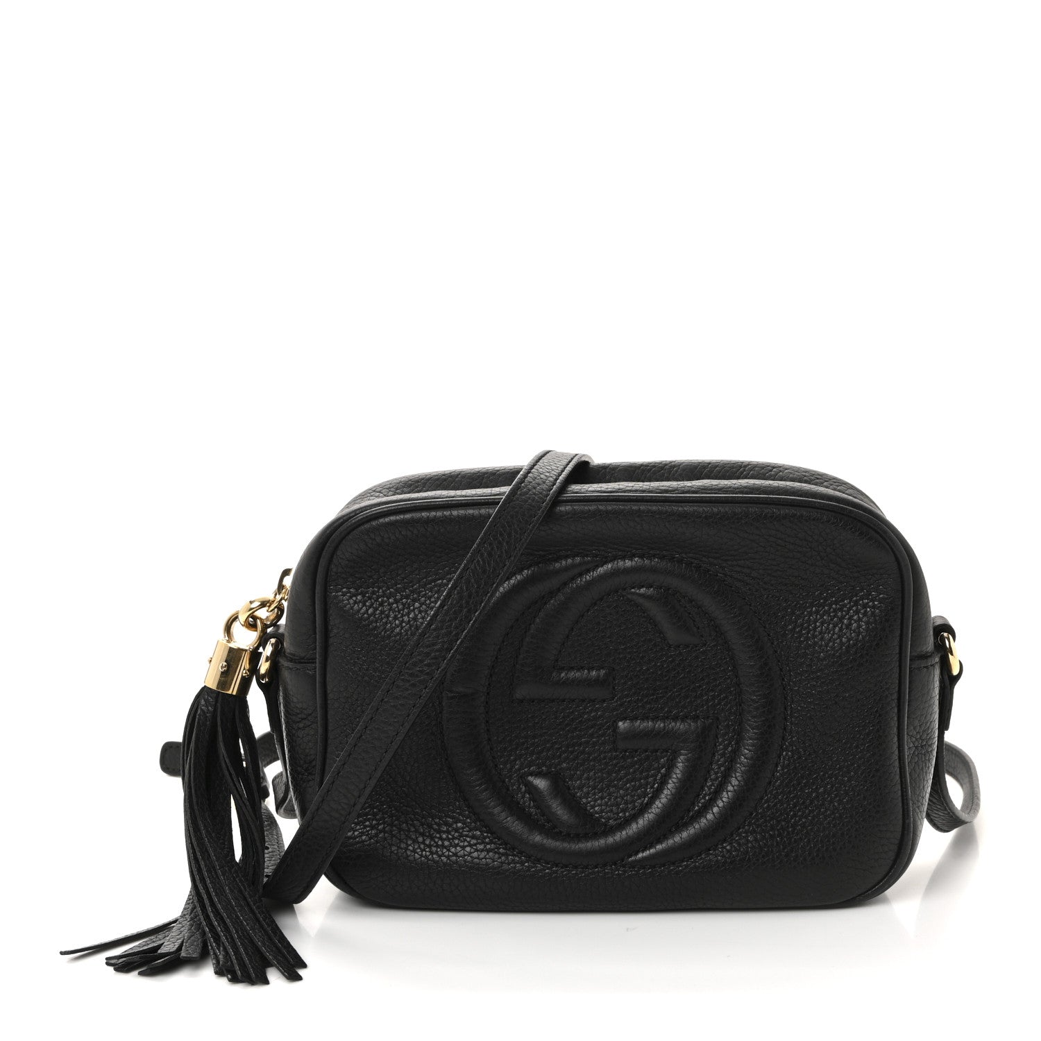 Pebbled Calfskin Small Soho Disco Bag Black