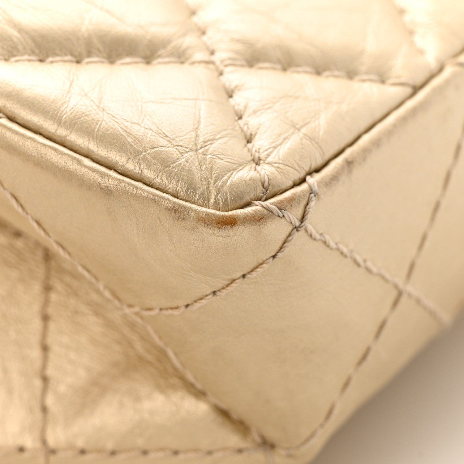Metallic Aged Calfskin Quilted 2.55 Reissue 226 Flap Pale Gold