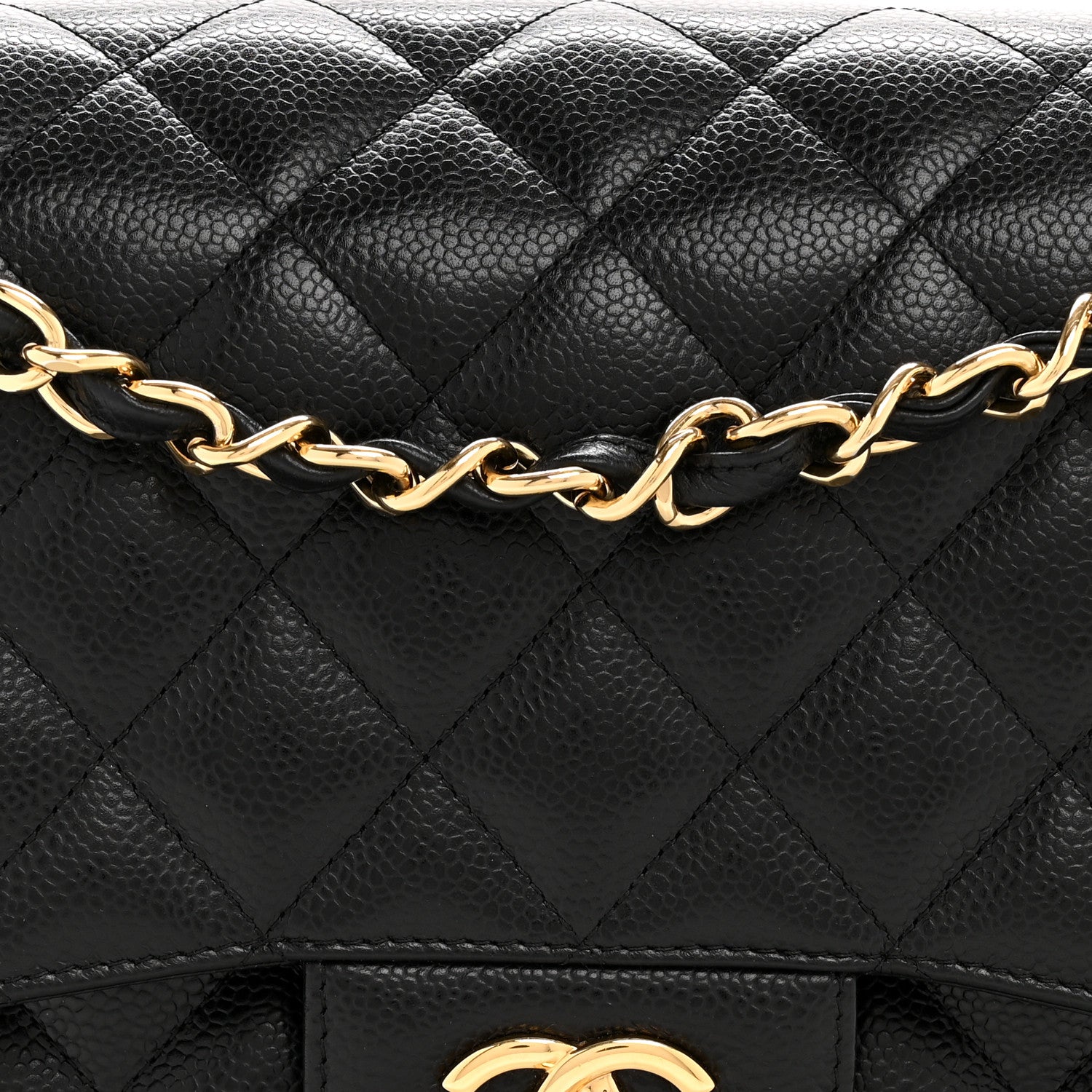 Caviar Quilted Jumbo Double Flap Black