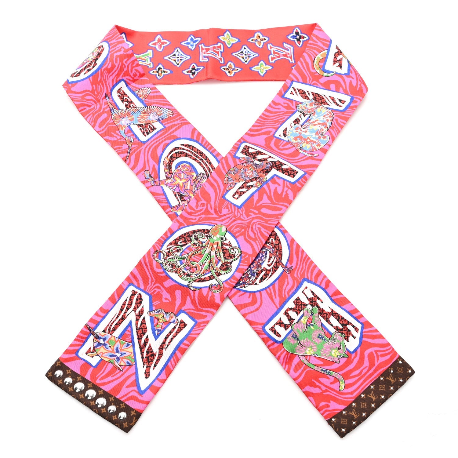 Silk Monogram ABC Bandeau Rose Pop