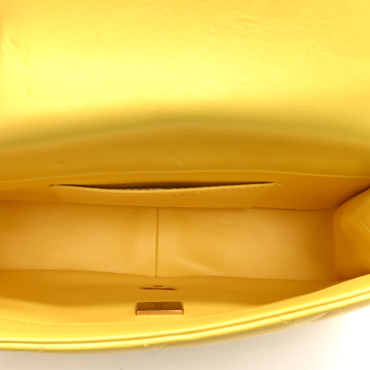 Iridescent Lambskin Quilted Mini Rectangular Pearl Crush Flap Yellow