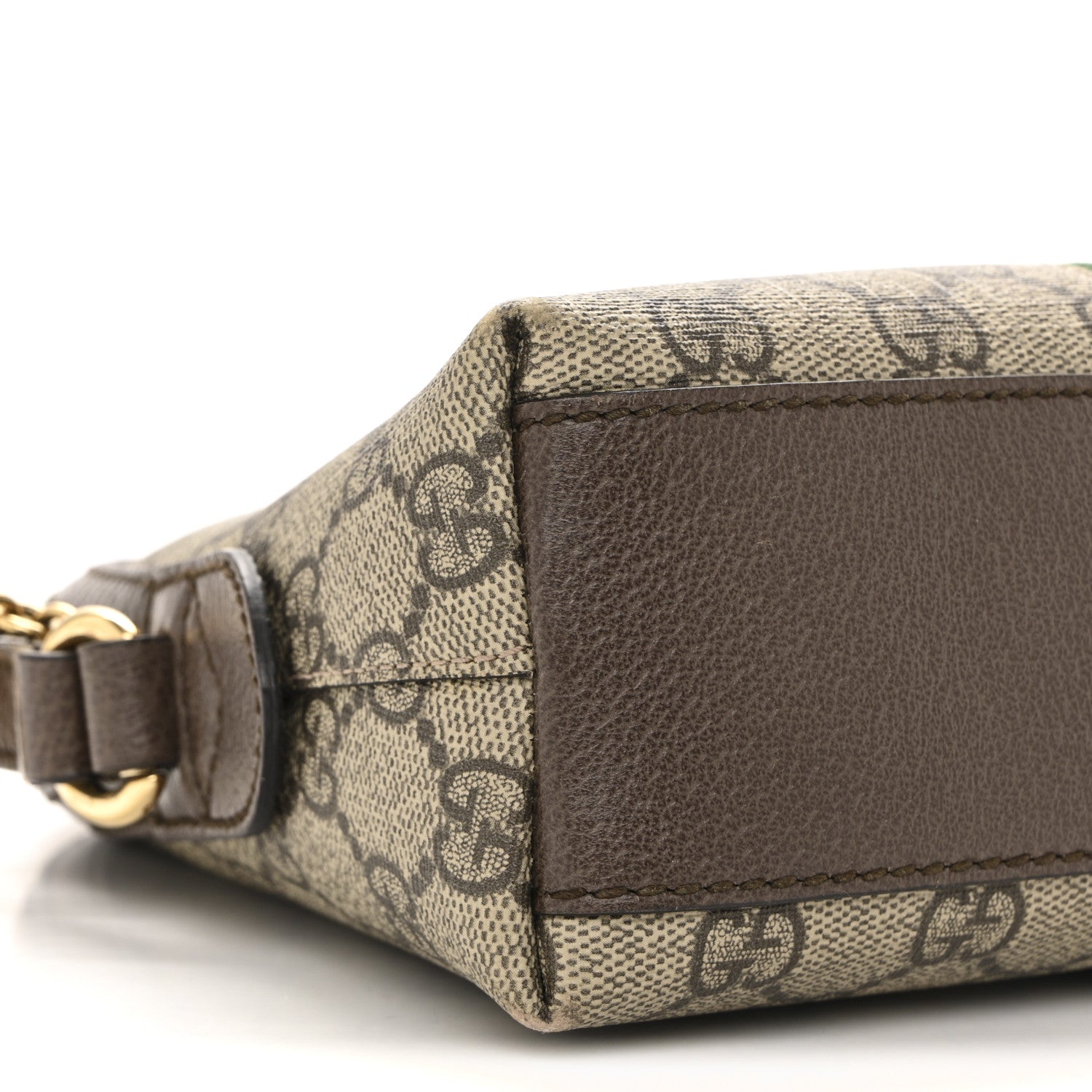 GG Supreme Monogram Textured Dollar Calfskin Web Small Ophidia Dome Shoulder Bag Beige Ebony New Acero