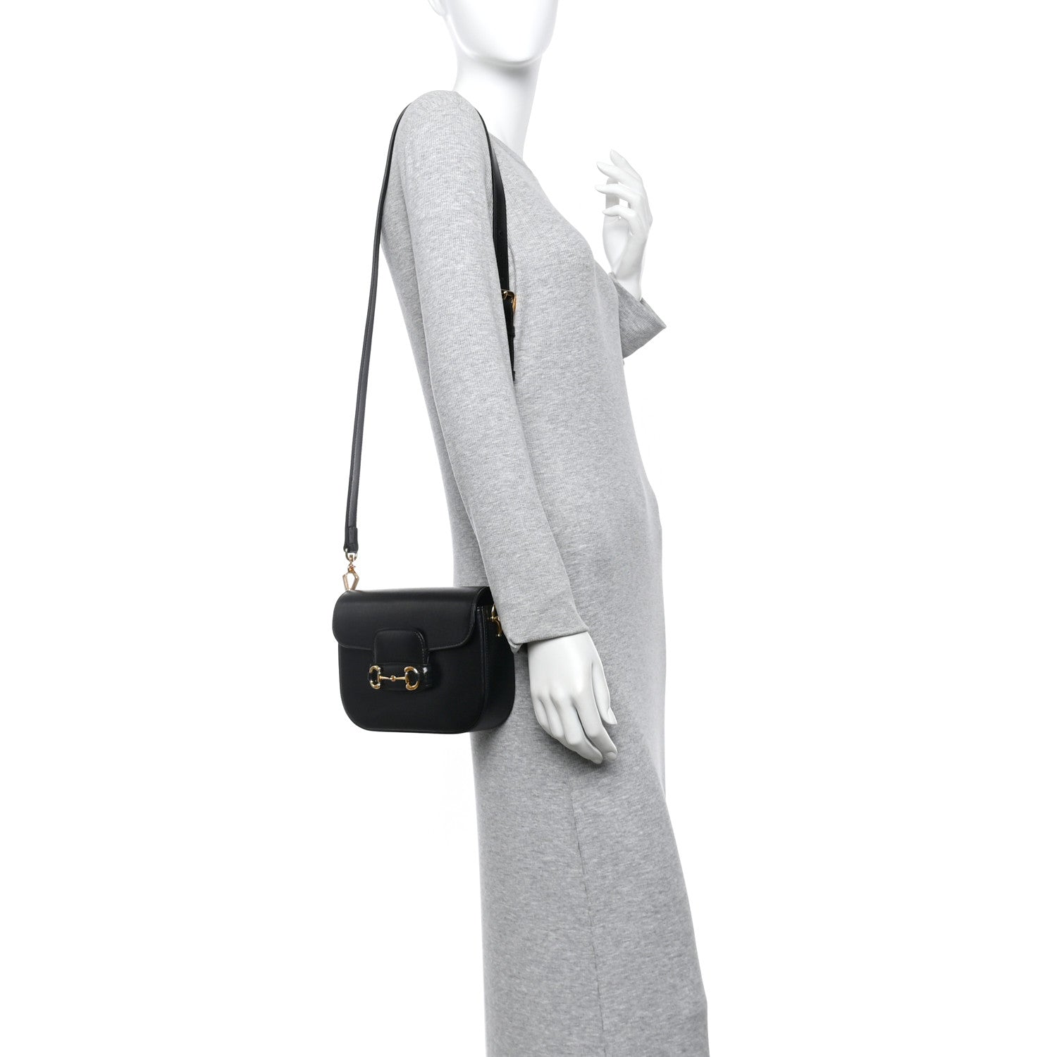 Azalea Calfskin Web Mini Horsebit 1955 Shoulder Bag Black