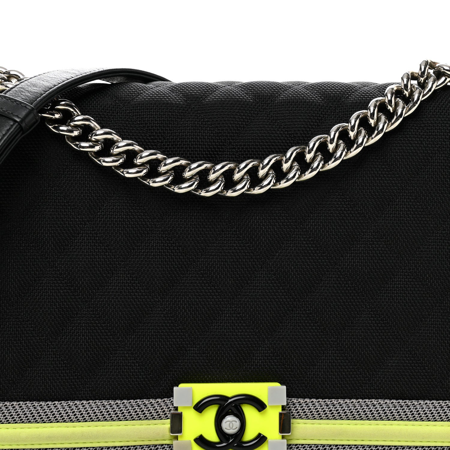 Canvas Quilted New Medium Fluo Boy Flap Black Grey Yellow