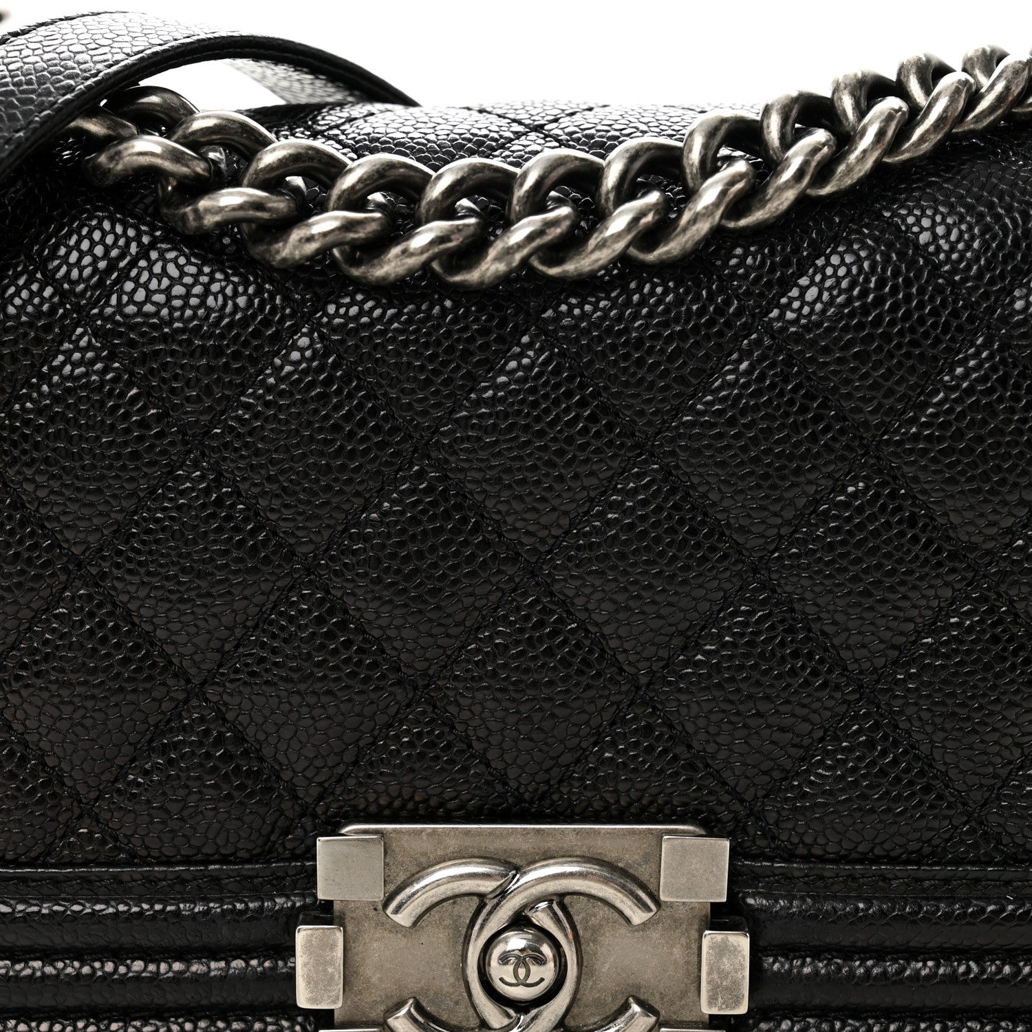 Caviar Quilted Small Boy Flap Black