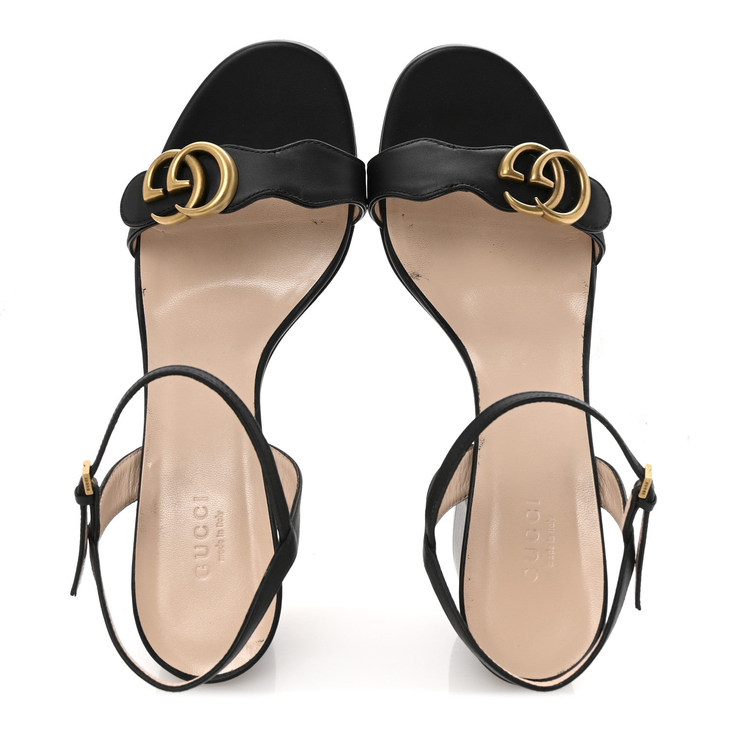 Lifford Calfskin GG Marmont Ankle Wrap 75mm Sandals 39.5 Black