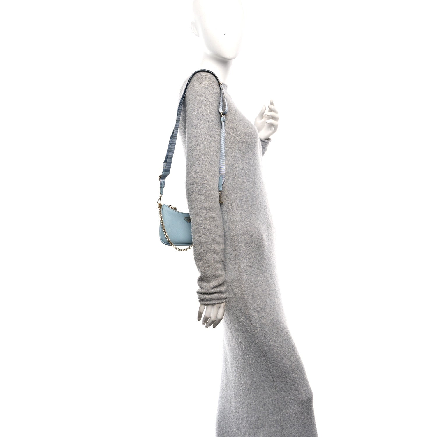 Saffiano Lux Re-Edition 2005 Mini Shoulder Bag Celeste