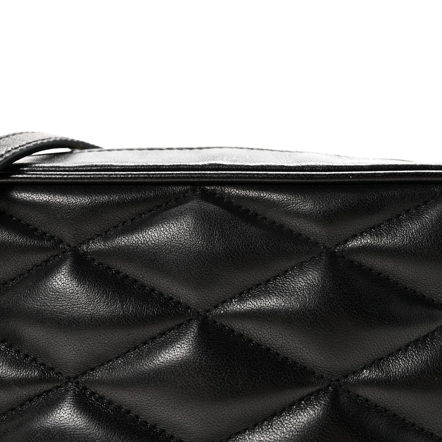 Lambskin Quilted Mini Camera Bag Black