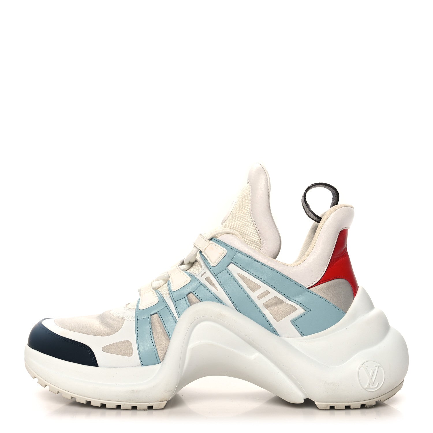 Calfskin Technical Nylon LV Archlight Sneakers 40 White Blue Gris