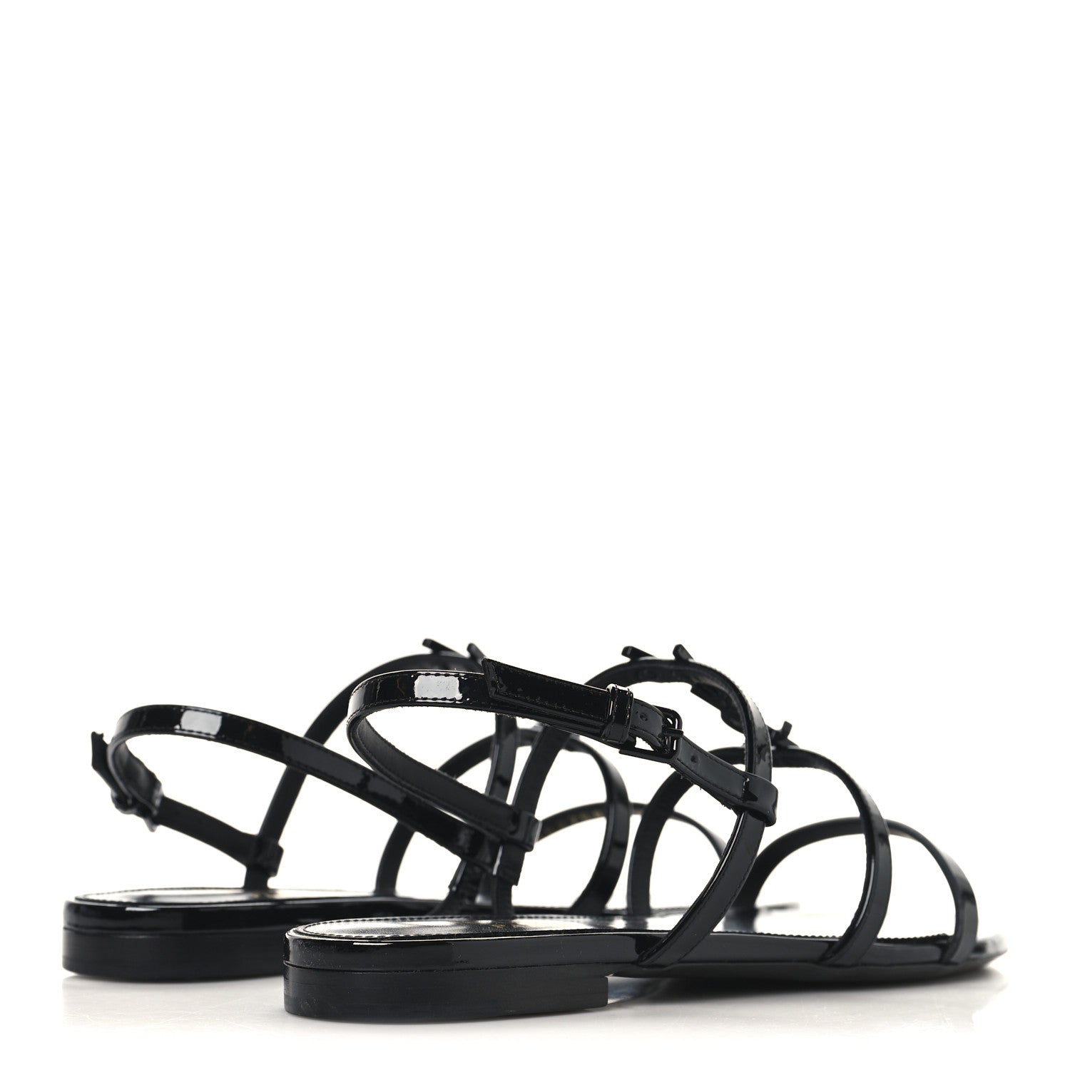 Patent Calfskin Cassandra Monogram Sandals 35.5 Black