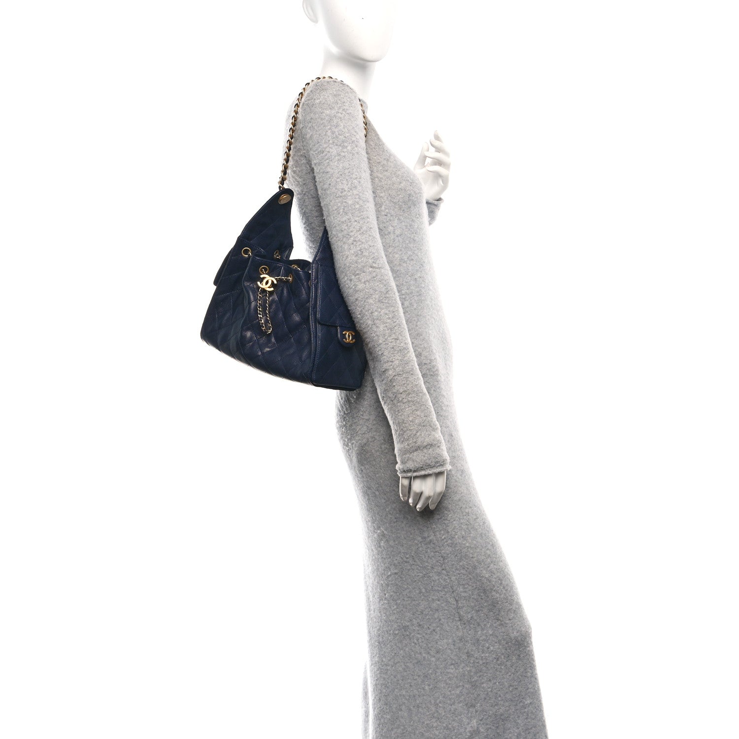 Caviar Quilted Small Chanel 25 Handbag Dark Navy