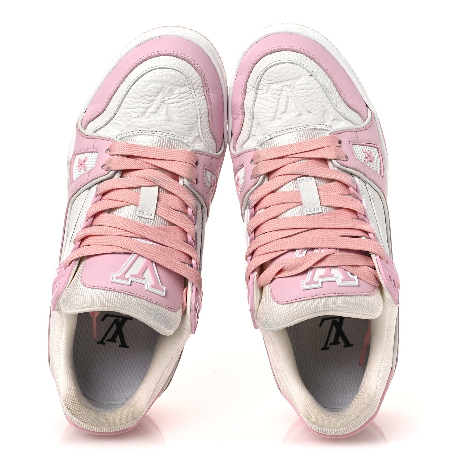 Calfskin Monogram Womens LV Trainer Sneakers 36.5 Light Pink