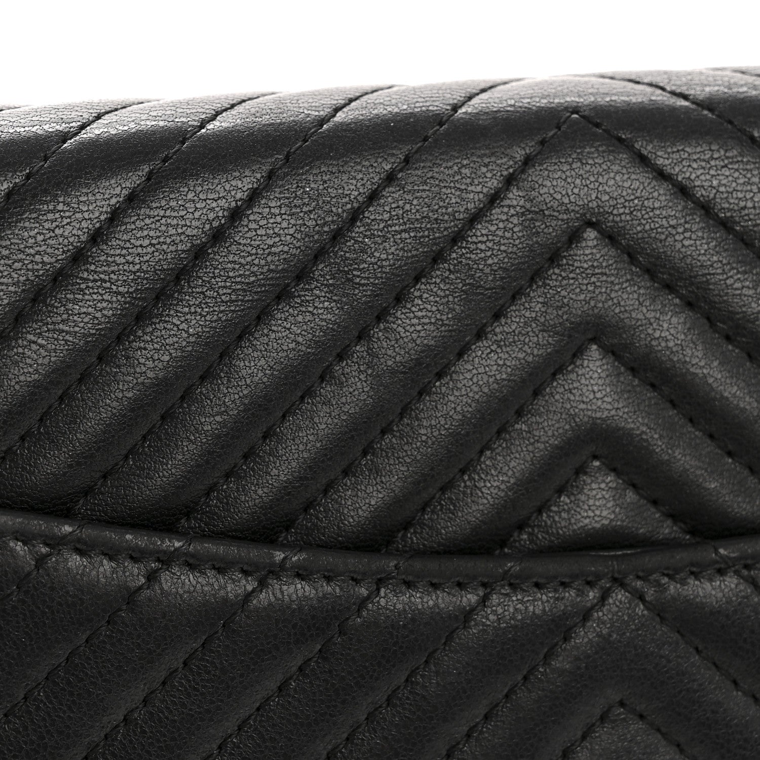 Lambskin Chevron Quilted Wallet On Chain WOC So Black