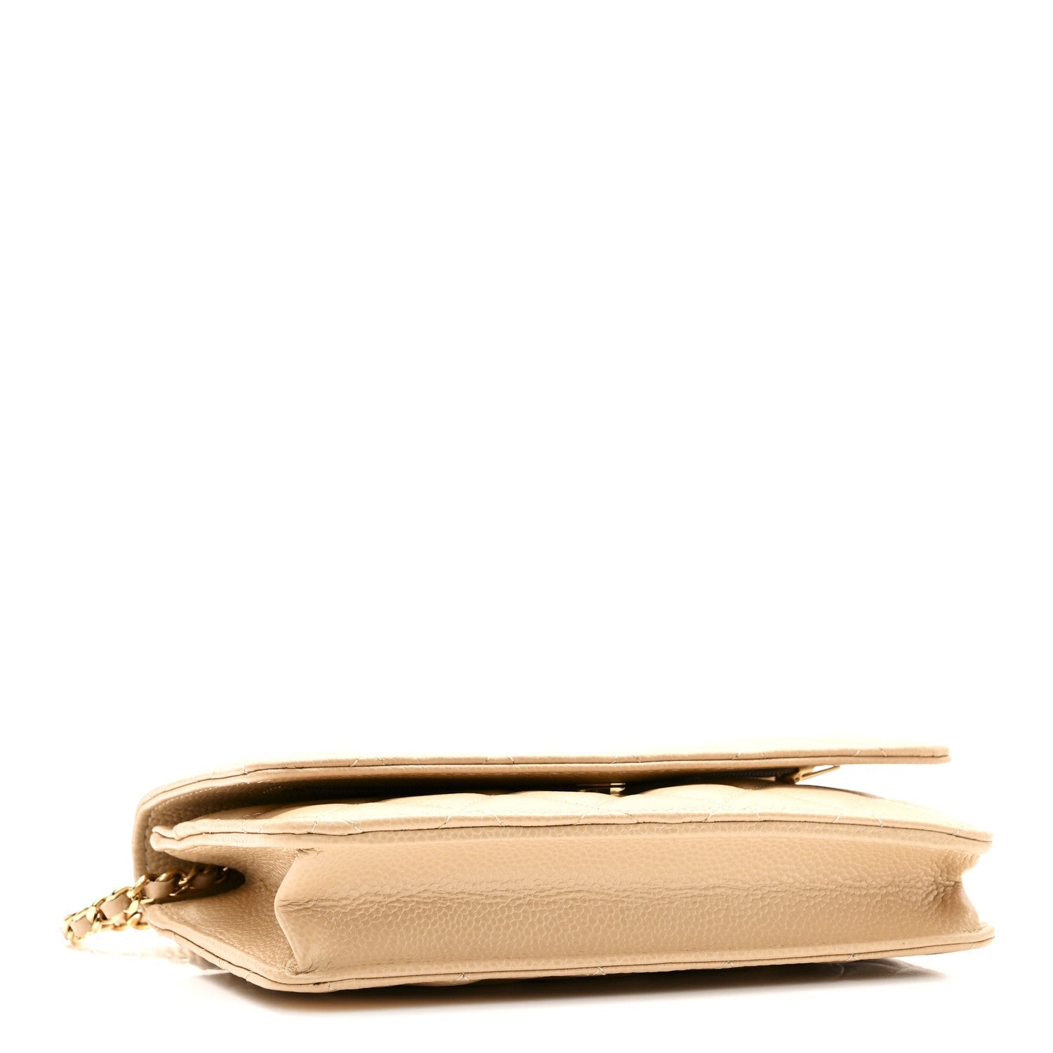 Caviar Quilted Wallet on Chain WOC Beige