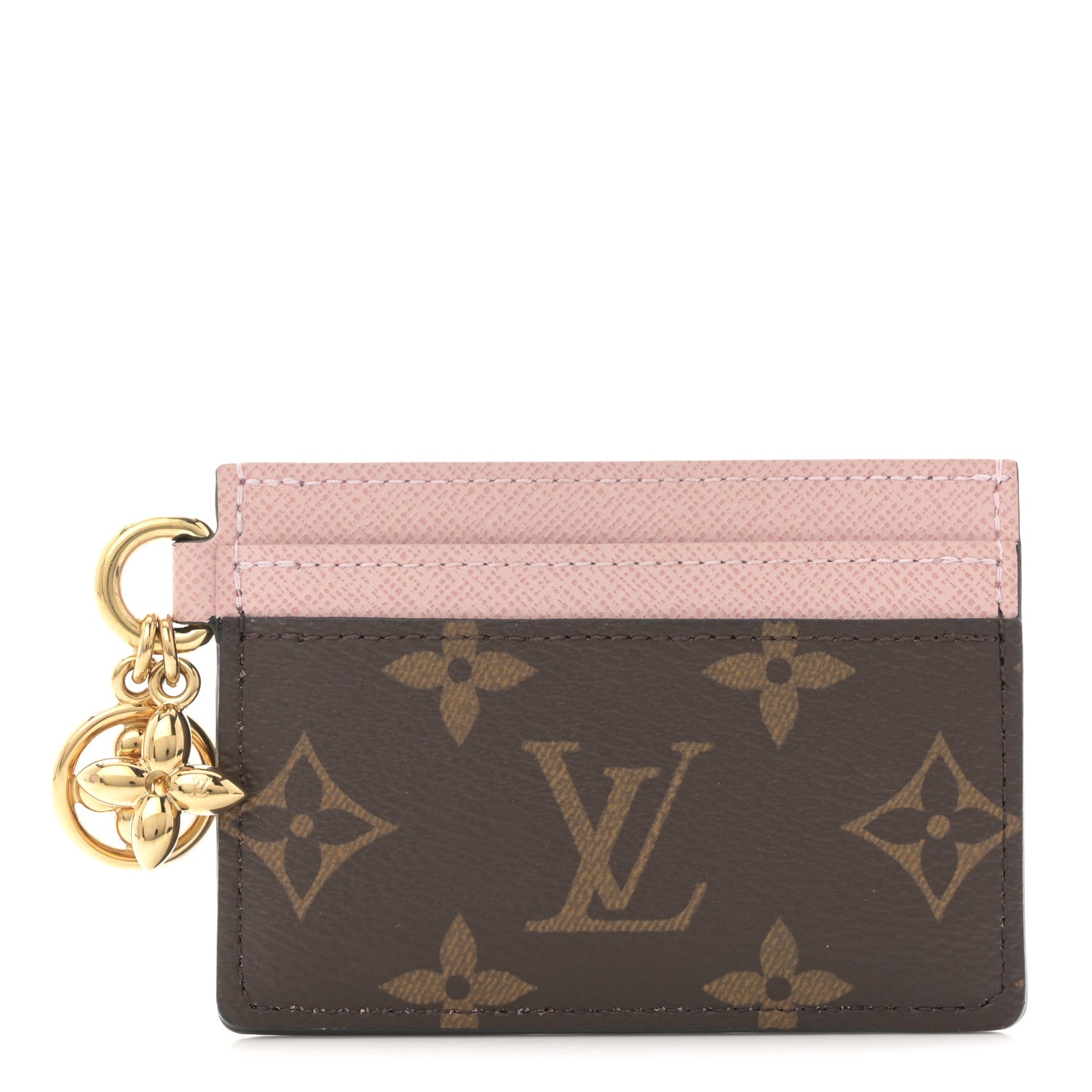 Monogram LV Charms Card Holder Rose Ballerine