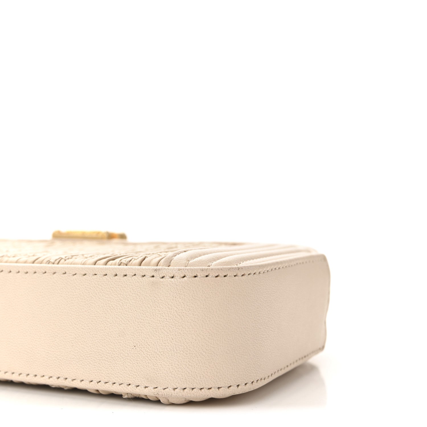 Crumpled Lambskin Chevron Quilted Pleated Small Boy Clutch With Chain Beige