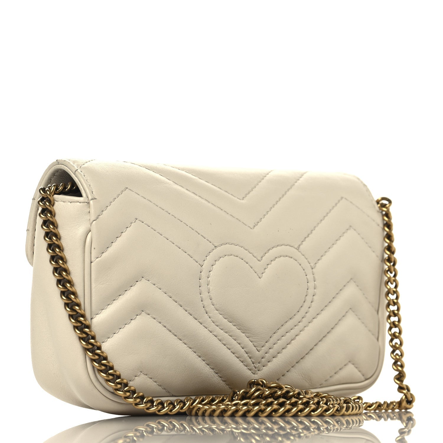 Calfskin Matelasse Super Mini GG Marmont Shoulder Bag White