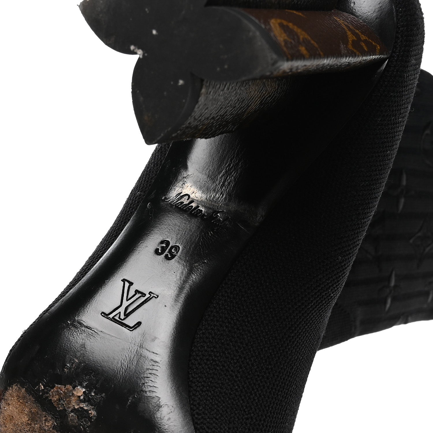 Monogram Stretch Fabric Silhouette Ankle Boots 39 Black