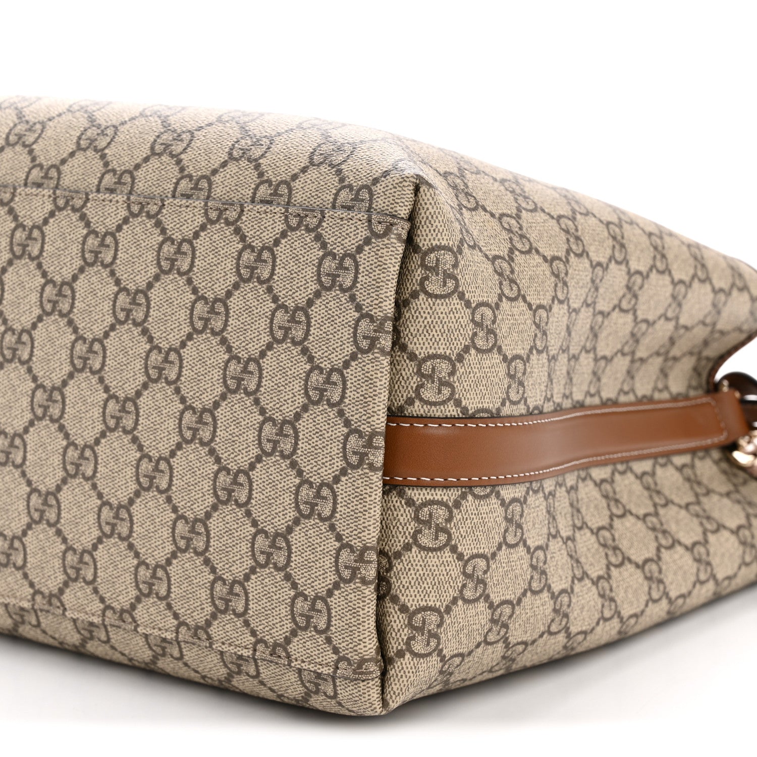 GG Supreme Monogram Medium Emblem Bucket Bag Beige Brown