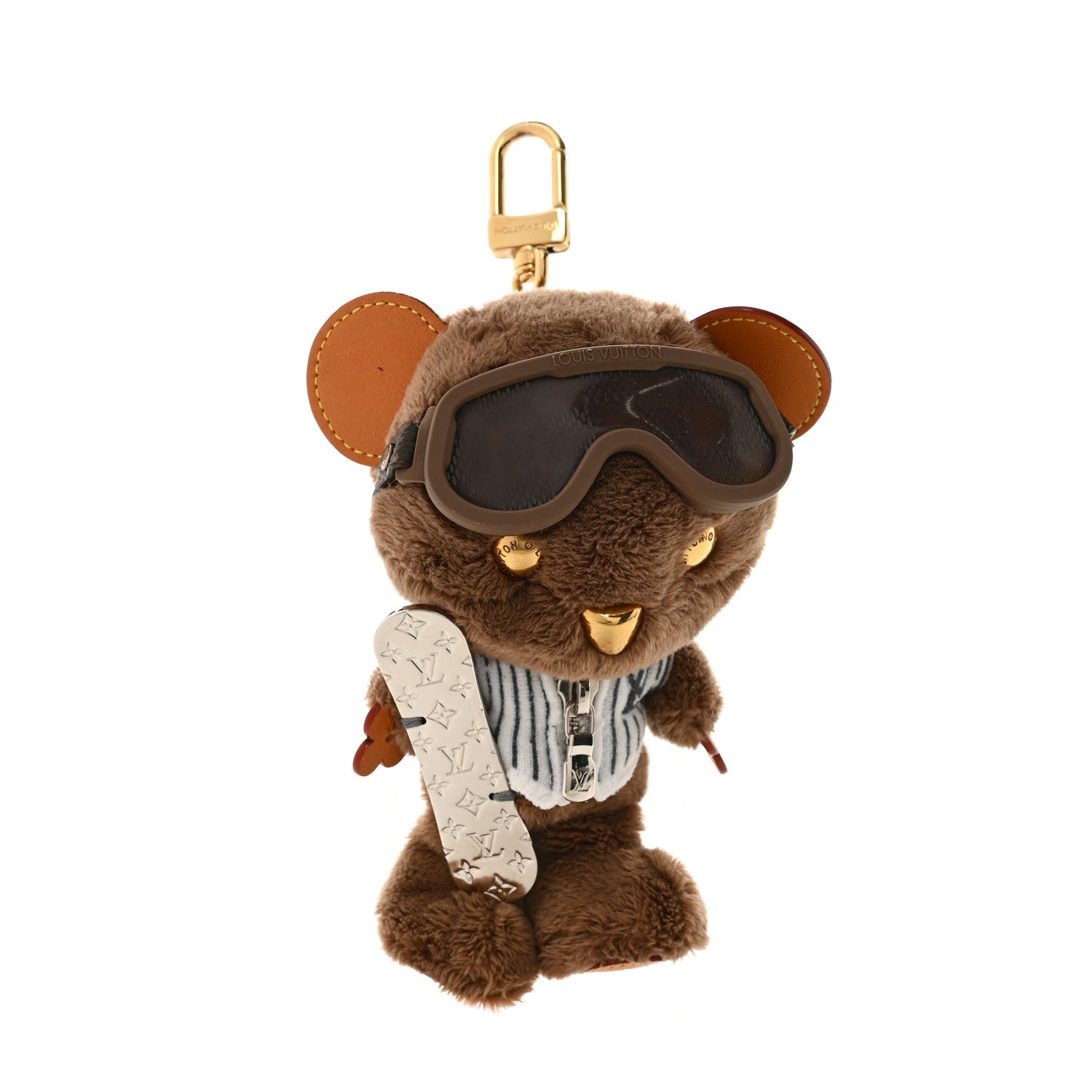 Faux Fur LV Oak Snow Bag Charm Key Holder Brown