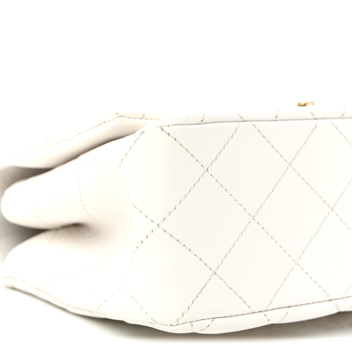 Caviar Quilted Small Top Handle Flap With Chain White
