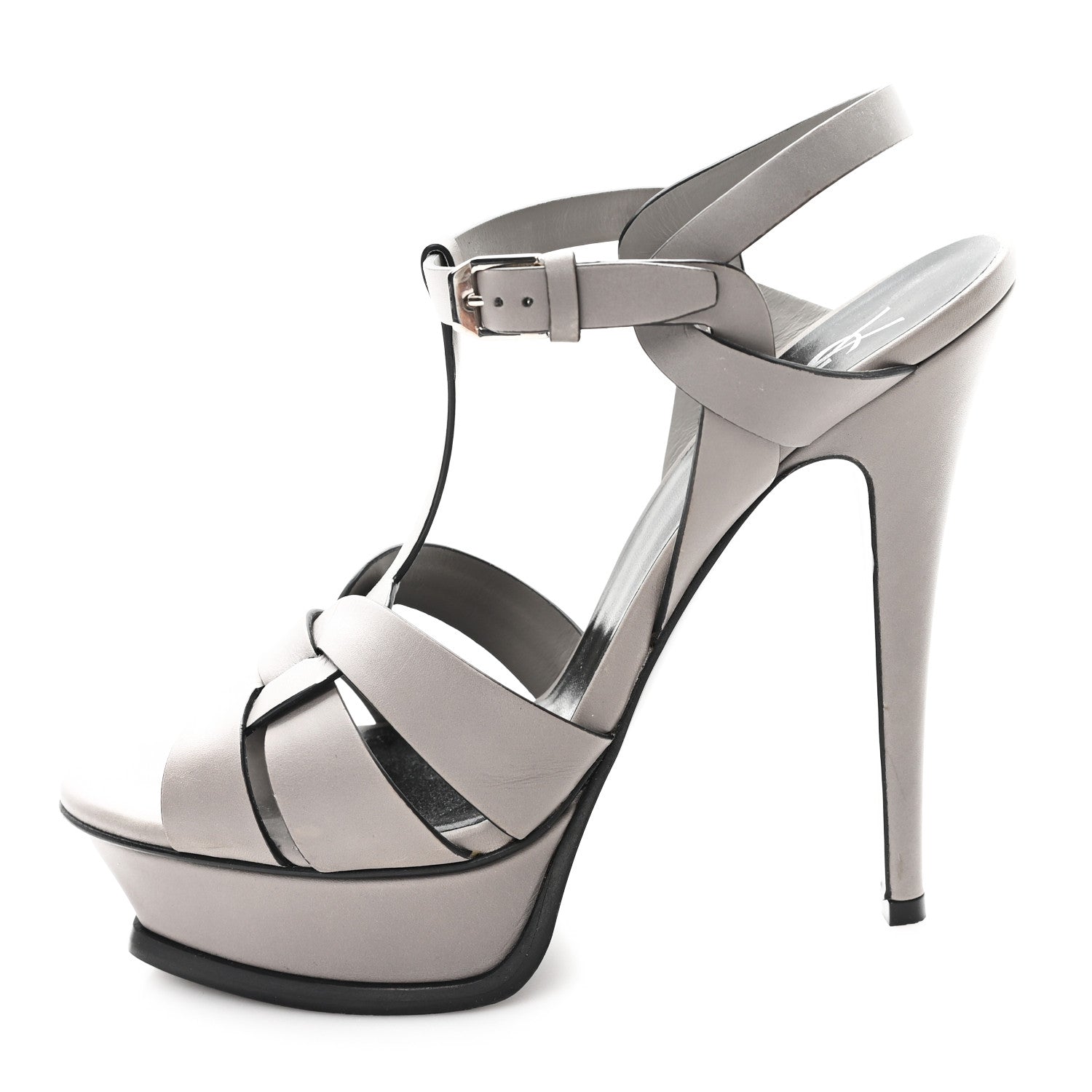 Calfskin Tribute 105 Platform Sandals 38 Grey