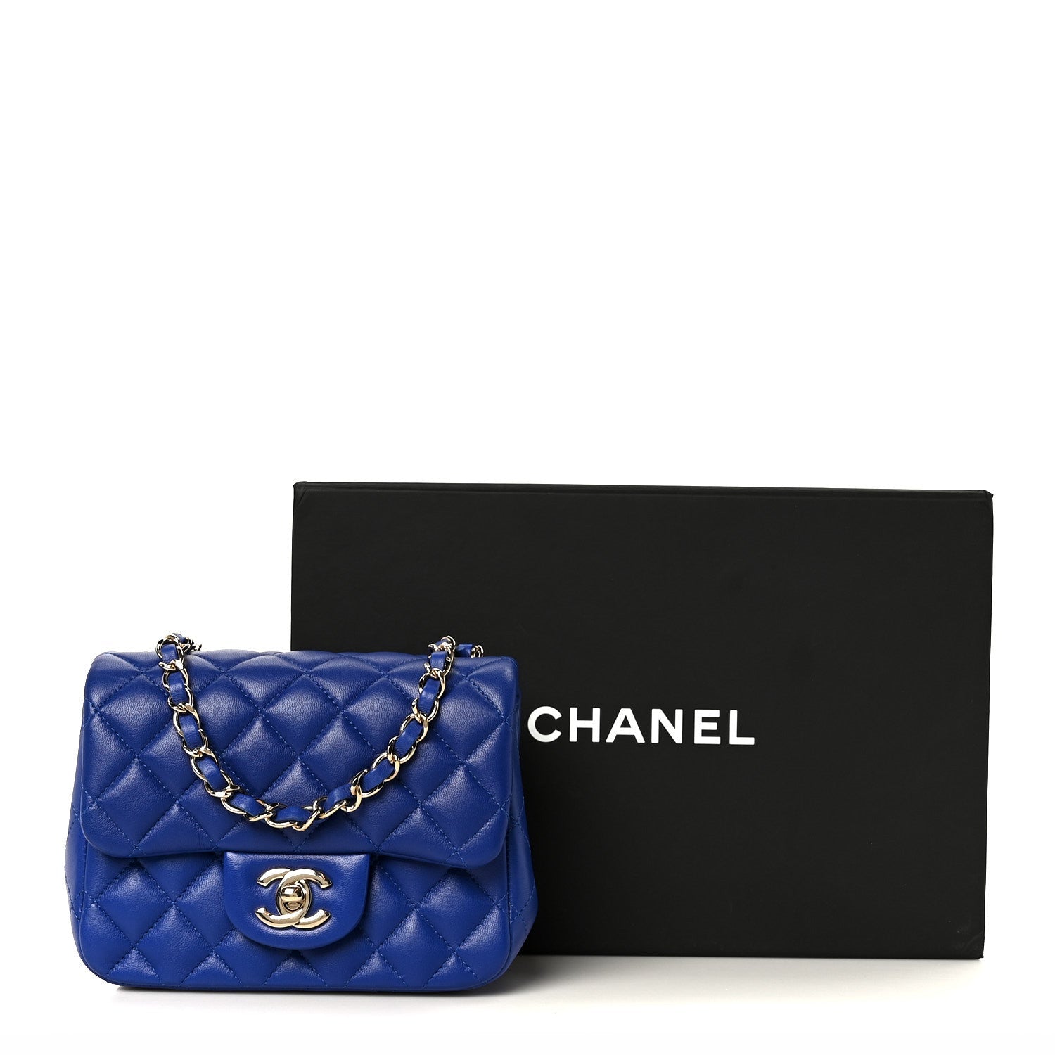 Lambskin Quilted Mini Square Flap Blue
