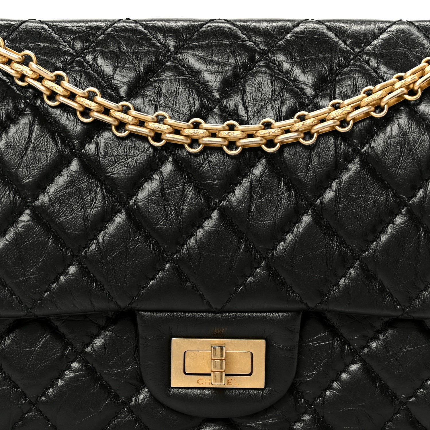 Aged Calfskin Quilted 2.55 Reissue 225 Flap Black