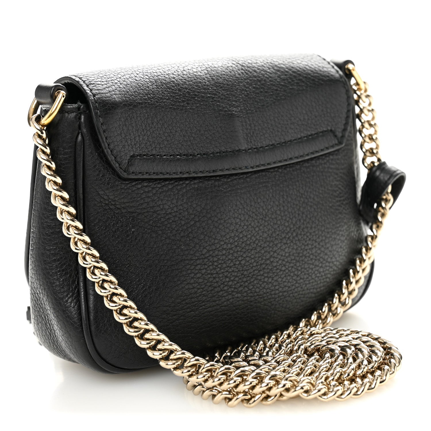 Pebbled Calfskin Small Soho Flap Crossbody Black