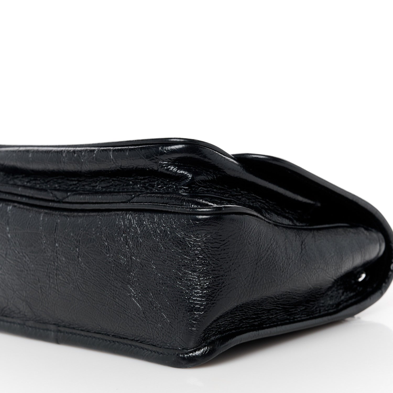 Crinkled Calfskin Matelasse Monogram Baby Niki Chain Satchel Black