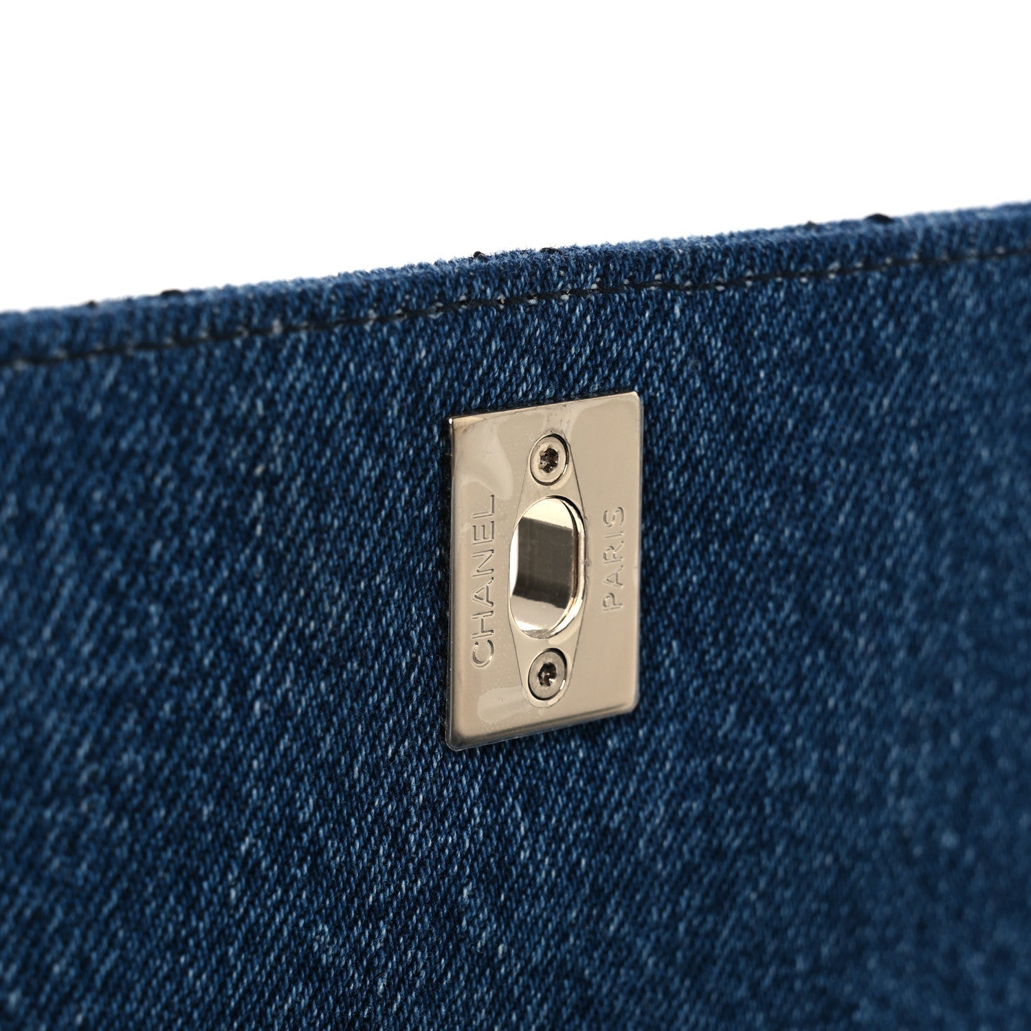Washed Denim Quilted Mini Coco Handle Flap Blue