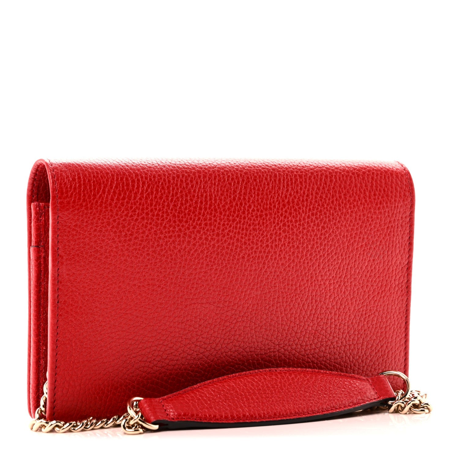 Pebbled Calfskin Soho Wallet on Chain Tabasco Red