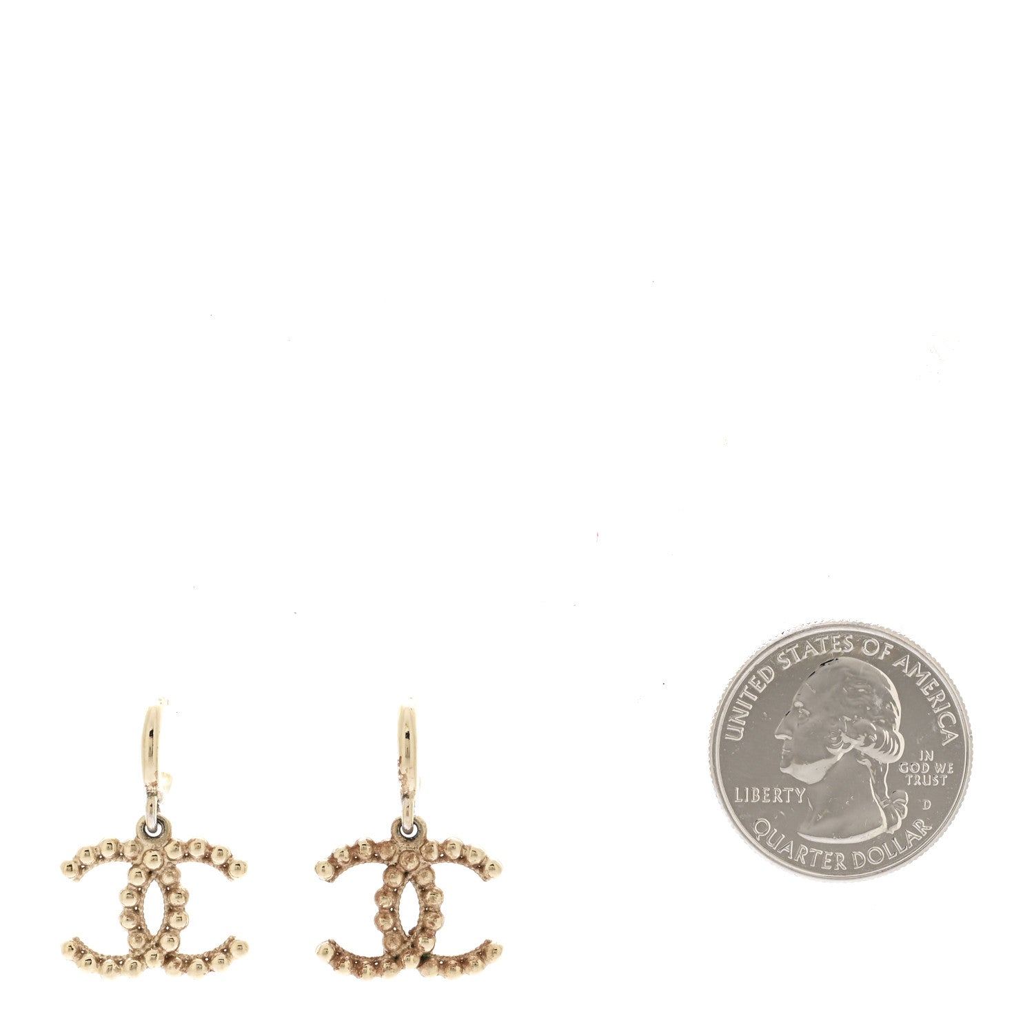 Metal Bead CC Drop Earrings Gold