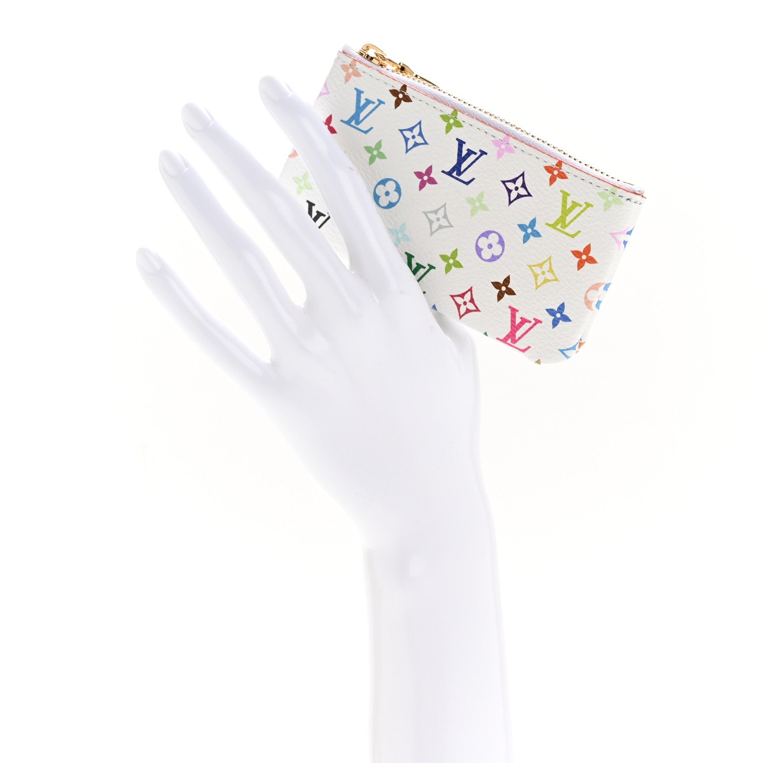 LV X TM Monogram Multicolor Key Pouch White