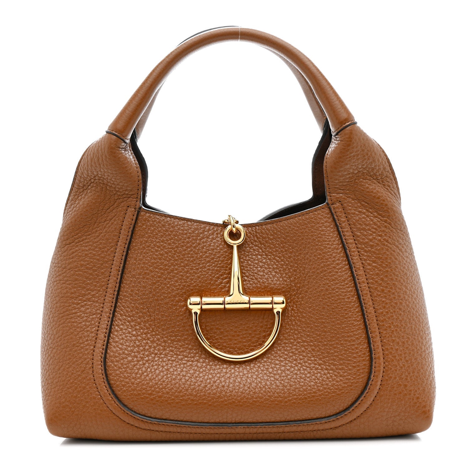 Grained Calfskin Softbit Medium Shoulder Bag Brown