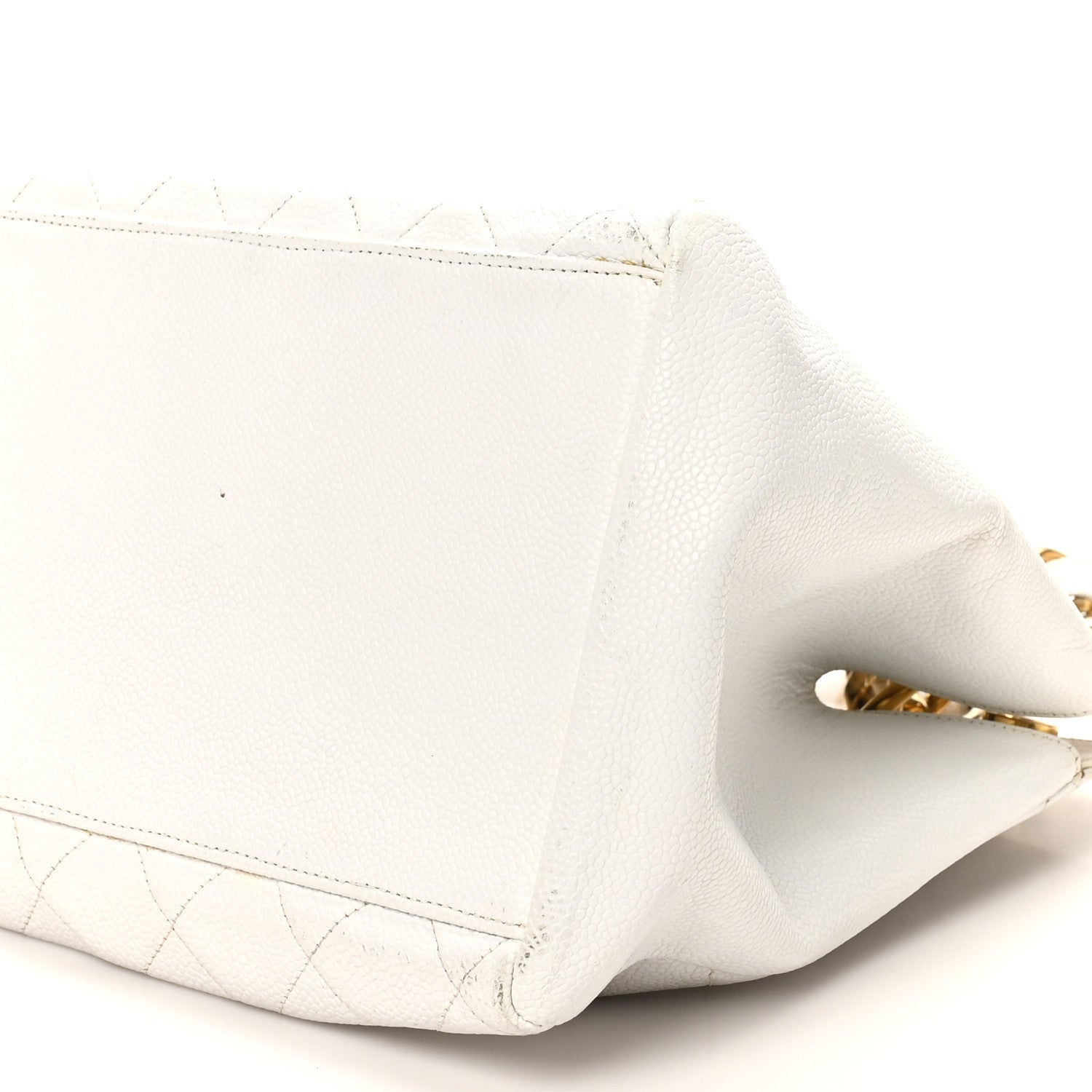 Caviar Quilted Timeless CC Shopping Tote White