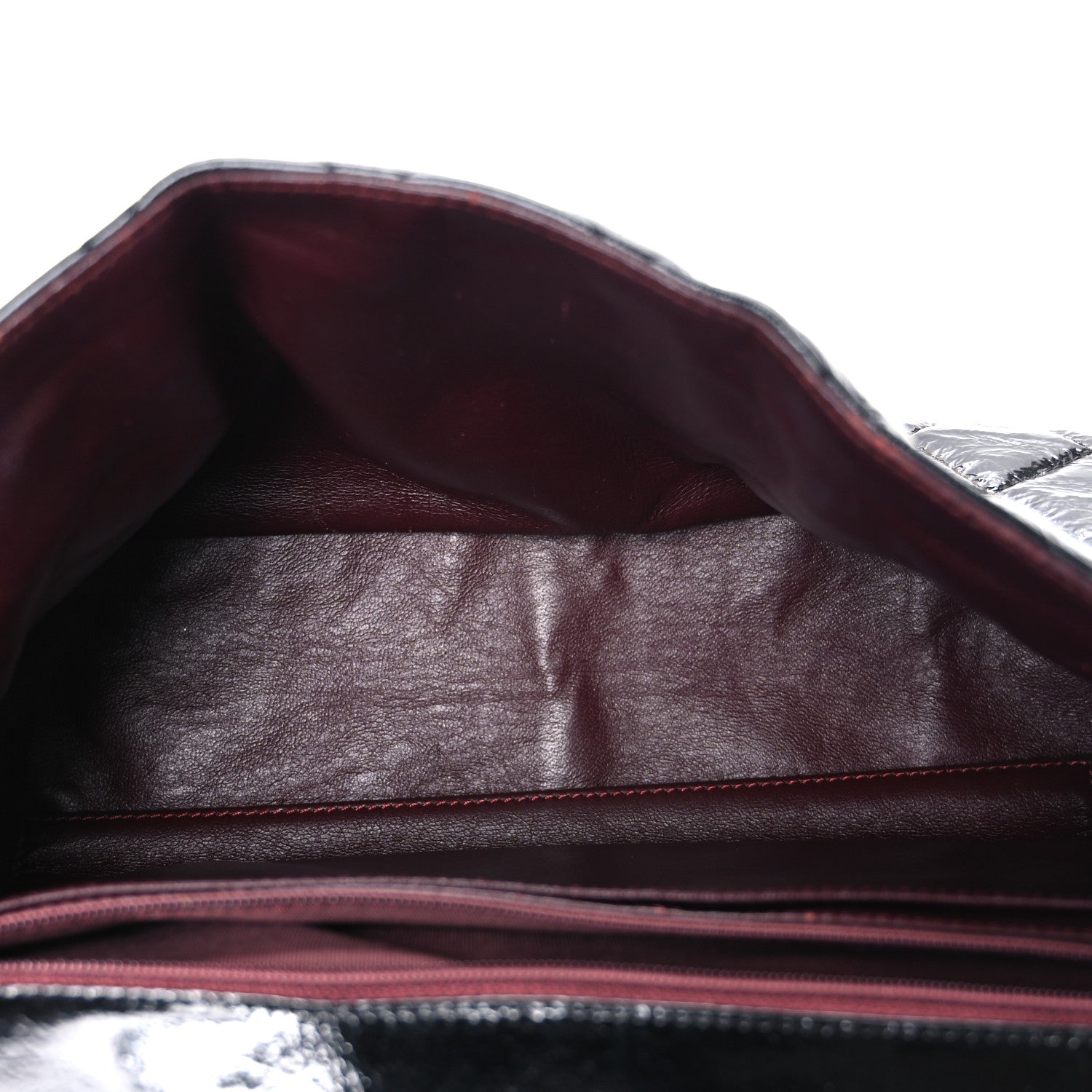 Crinkled Patent Quilted Jumbo Single Flap Black