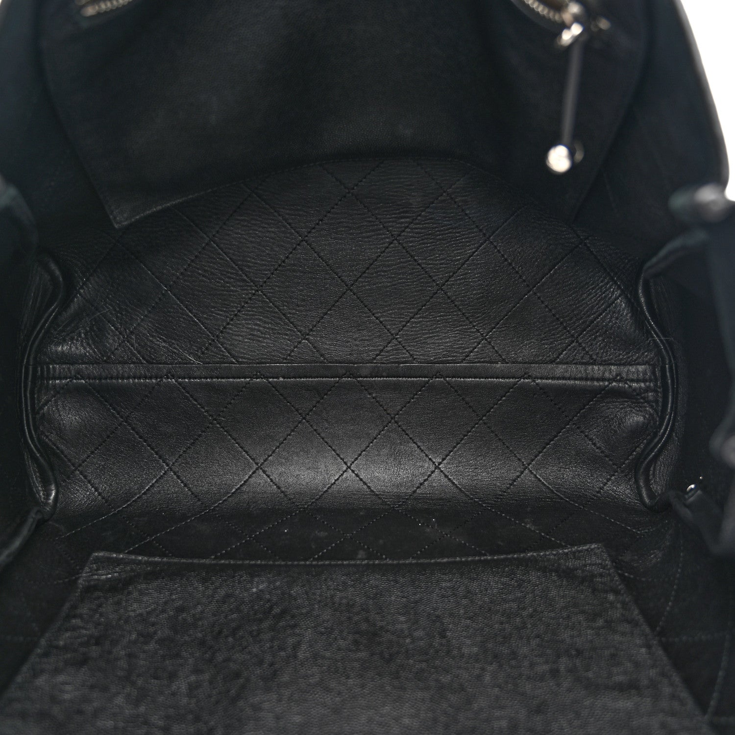 Caviar Stitched Large Lady Coco Shopping Tote Black