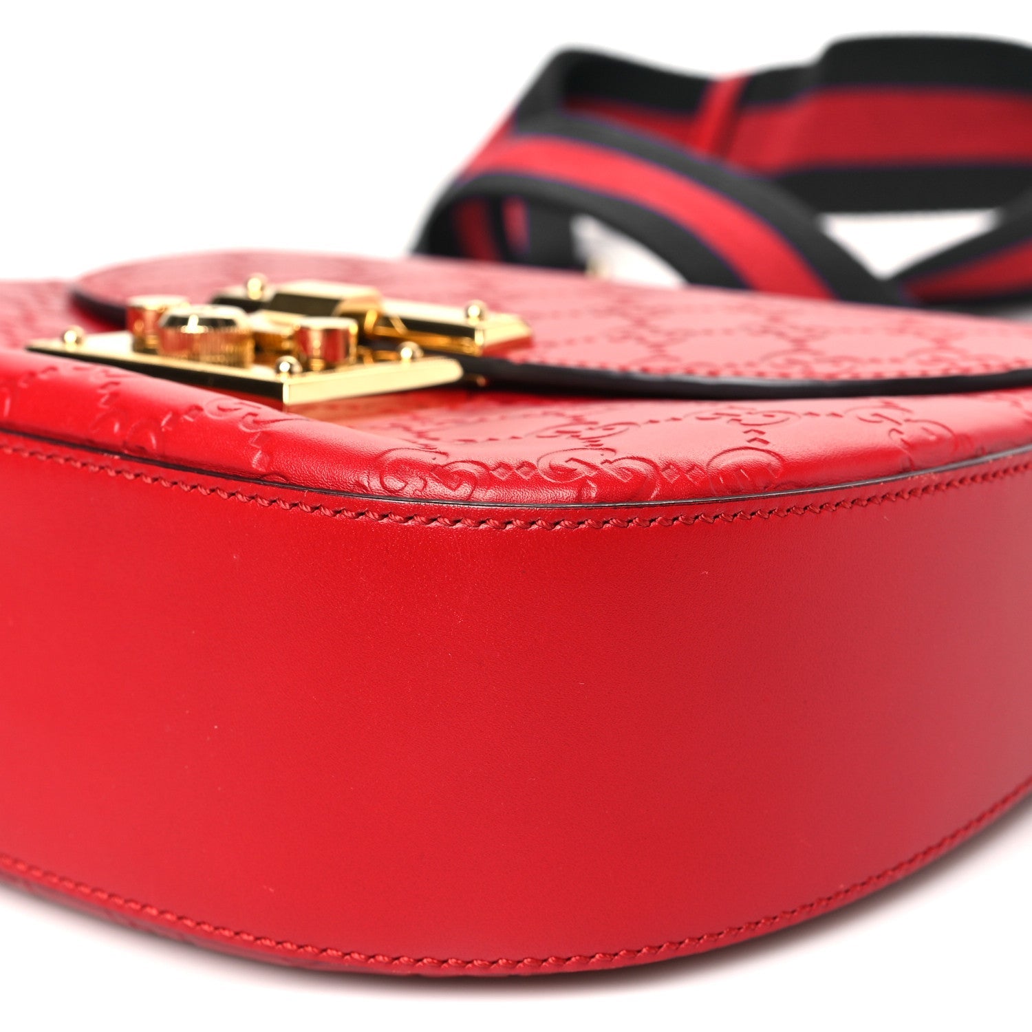 Guccissima Web Medium Padlock Messenger Shoulder Bag Hibiscus Red