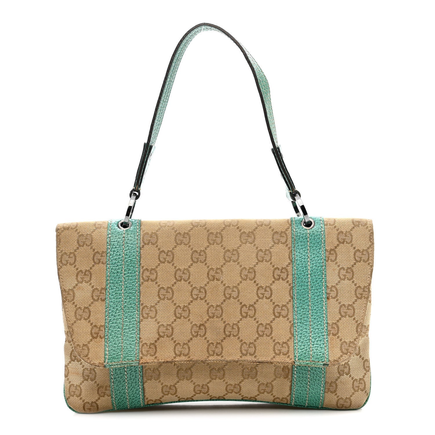 Monogram Satchel Bag Turquoise